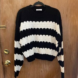 Double Zero Black and White Striped Knit Sweater